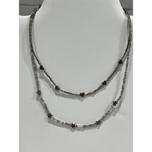 2 chokers silver & gold tone beaded chain‎ with star & heart charms